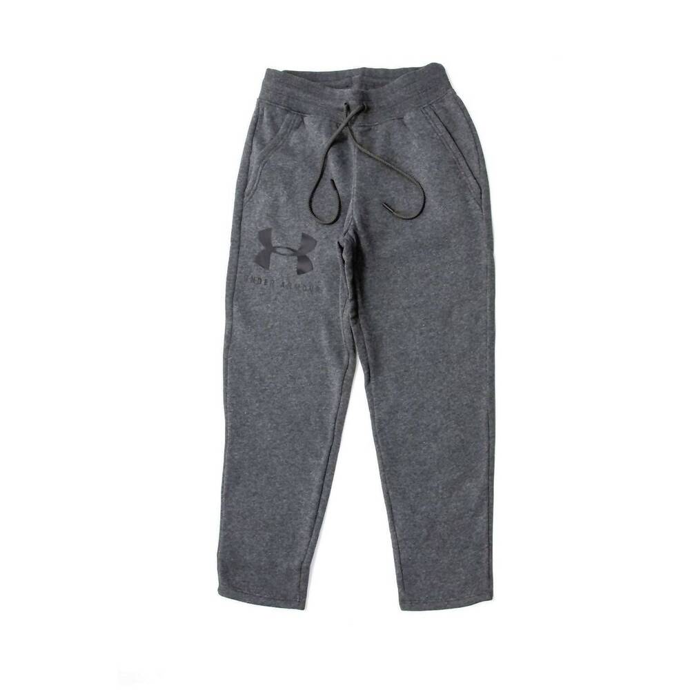 NEW UNDER ARMOUR women's rival fleece sportstyle graphic crop bottom in gray